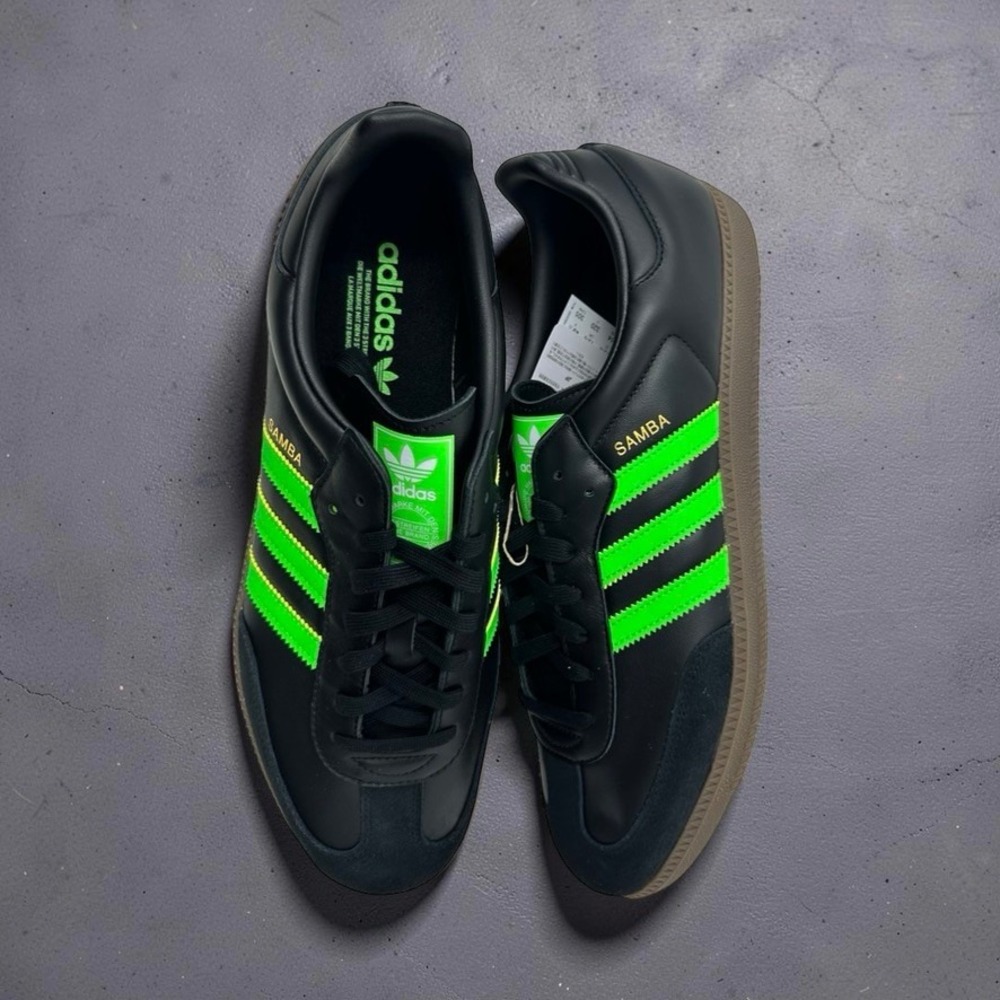 Adidas Samba OG Core Black Screaming Green Gum Men's Size 14 JR0911 NWB